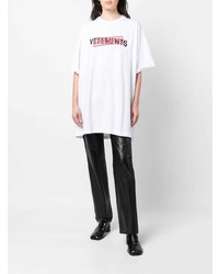 T-shirt à col rond imprimé blanc Vetements