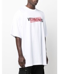 T-shirt à col rond imprimé blanc Vetements