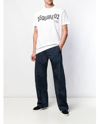 T-shirt à col rond imprimé blanc DSQUARED2