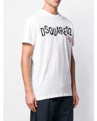 T-shirt à col rond imprimé blanc DSQUARED2