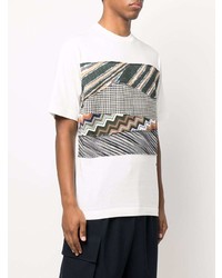 T-shirt à col rond imprimé blanc Missoni