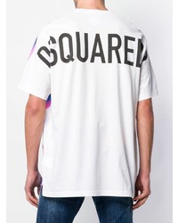 T-shirt à col rond imprimé blanc DSQUARED2