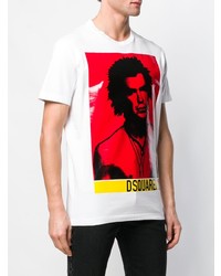 T-shirt à col rond imprimé blanc DSQUARED2