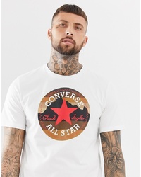 T-shirt à col rond imprimé blanc Converse