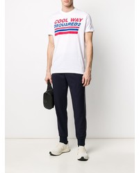 T-shirt à col rond imprimé blanc DSQUARED2