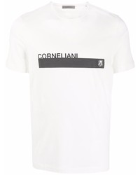 T-shirt à col rond imprimé blanc Corneliani