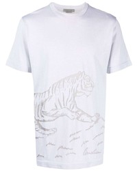 T-shirt à col rond imprimé blanc Corneliani