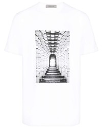 T-shirt à col rond imprimé blanc Corneliani