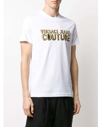 T-shirt à col rond imprimé blanc VERSACE JEANS COUTURE