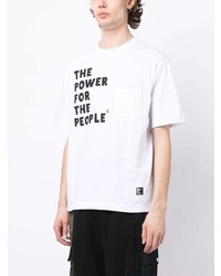 T-shirt à col rond imprimé blanc The Power for the People