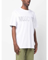 T-shirt à col rond imprimé blanc Moschino