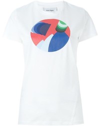T-shirt à col rond imprimé blanc Courreges