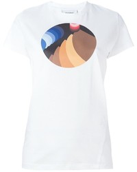 T-shirt à col rond imprimé blanc Courreges