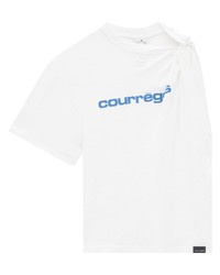 T-shirt à col rond imprimé blanc Courrèges