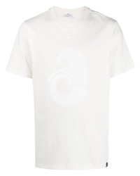 T-shirt à col rond imprimé blanc Courrèges