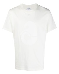 T-shirt à col rond imprimé blanc Courrèges