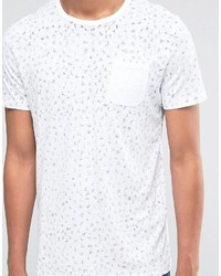 T-shirt à col rond imprimé blanc Celio
