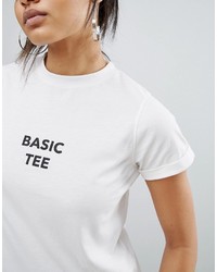 T-shirt à col rond imprimé blanc Daisy Street