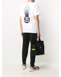 T-shirt à col rond imprimé blanc Stussy