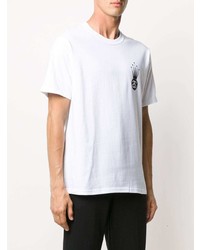 T-shirt à col rond imprimé blanc Stussy