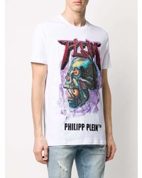 T-shirt à col rond imprimé blanc Philipp Plein