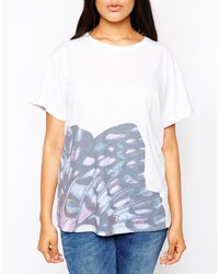 T-shirt à col rond imprimé blanc Asos