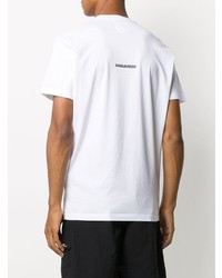 T-shirt à col rond imprimé blanc DSQUARED2