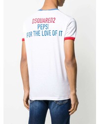 T-shirt à col rond imprimé blanc DSQUARED2