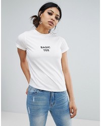 T-shirt à col rond imprimé blanc Daisy Street