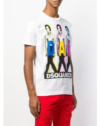 T-shirt à col rond imprimé blanc DSQUARED2