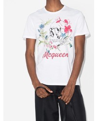 T-shirt à col rond imprimé blanc Alexander McQueen