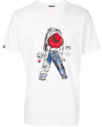 T-shirt à col rond imprimé blanc Denham Jeans