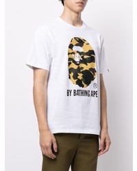 T-shirt à col rond imprimé blanc A Bathing Ape