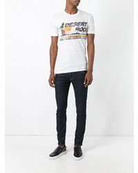 T-shirt à col rond imprimé blanc DSQUARED2