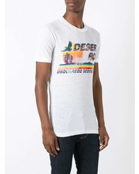 T-shirt à col rond imprimé blanc DSQUARED2