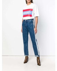 T-shirt à col rond imprimé blanc Calvin Klein Jeans Est. 1978