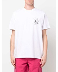 T-shirt à col rond imprimé blanc Stussy