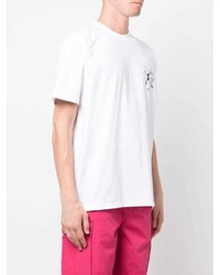 T-shirt à col rond imprimé blanc Stussy