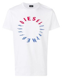 T-shirt à col rond imprimé blanc Diesel