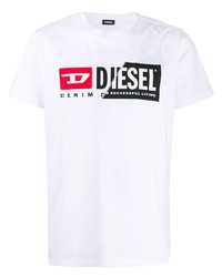 T-shirt à col rond imprimé blanc Diesel