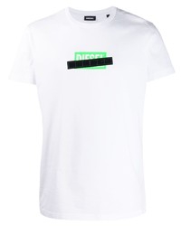 T-shirt à col rond imprimé blanc Diesel