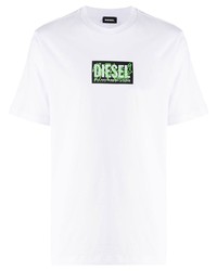 T-shirt à col rond imprimé blanc Diesel