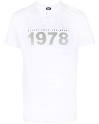 T-shirt à col rond imprimé blanc Diesel