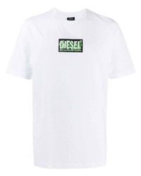 T-shirt à col rond imprimé blanc Diesel