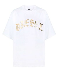 T-shirt à col rond imprimé blanc Diesel