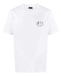 T-shirt à col rond imprimé blanc Diesel