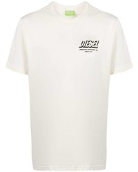 T-shirt à col rond imprimé blanc Diesel