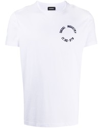 T-shirt à col rond imprimé blanc Diesel