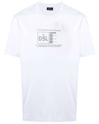 T-shirt à col rond imprimé blanc Diesel