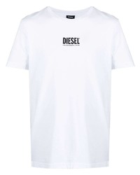 T-shirt à col rond imprimé blanc Diesel